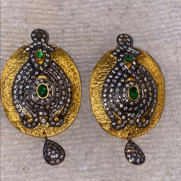 Vintage-Inspired Gold and Silver Medallion Earrings - Picture 6 of 13